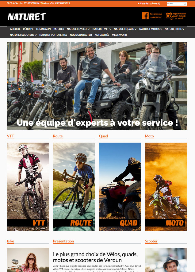 création site internet Naturet vendeur de vélos, quads et motos de Verdun