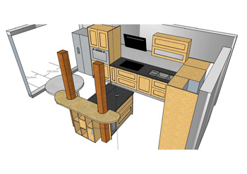 Plan de cuisine en 3D réalisé par Fab'Réal