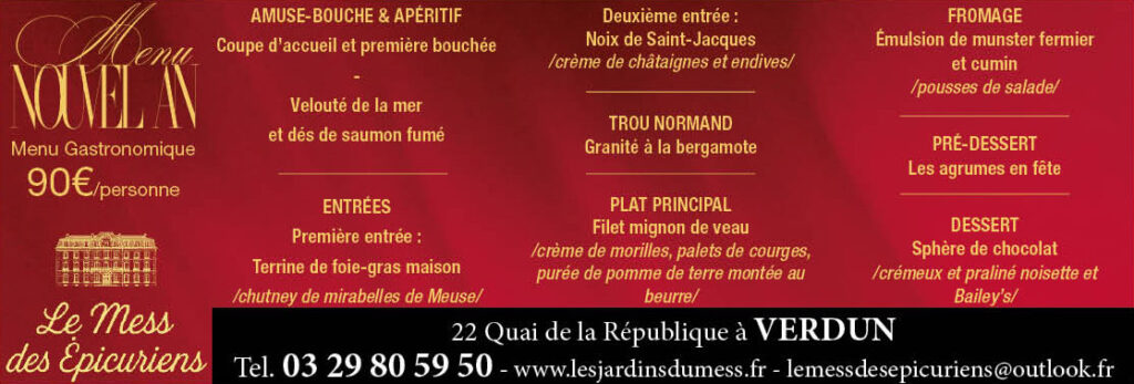Menu nouvel an Mess des Officiers